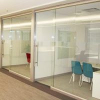 glass partition and door