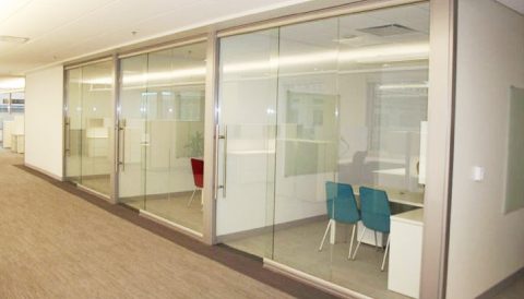 glass partition and door