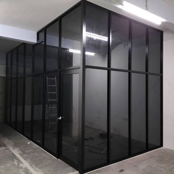 aluminum glass wall black coated 2